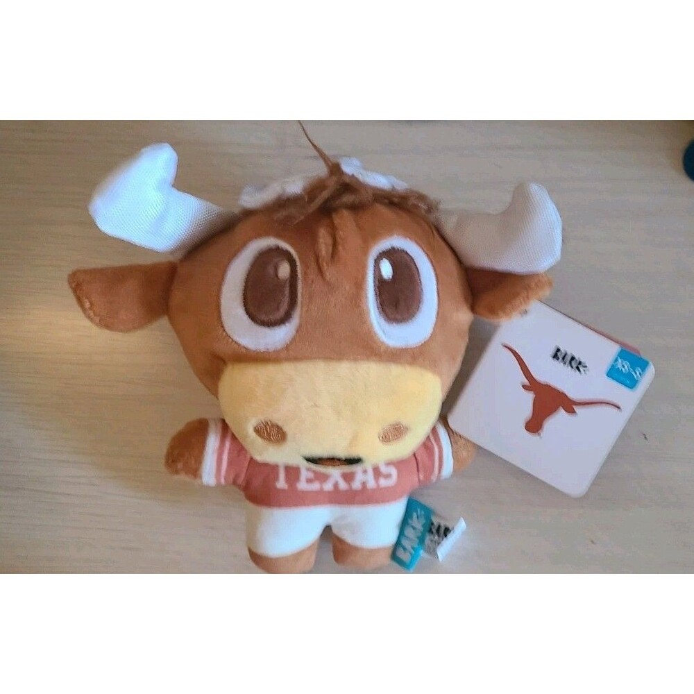 Texas Longhorn Bevo Mascot Bark Toy Plush with Squeaker 8"